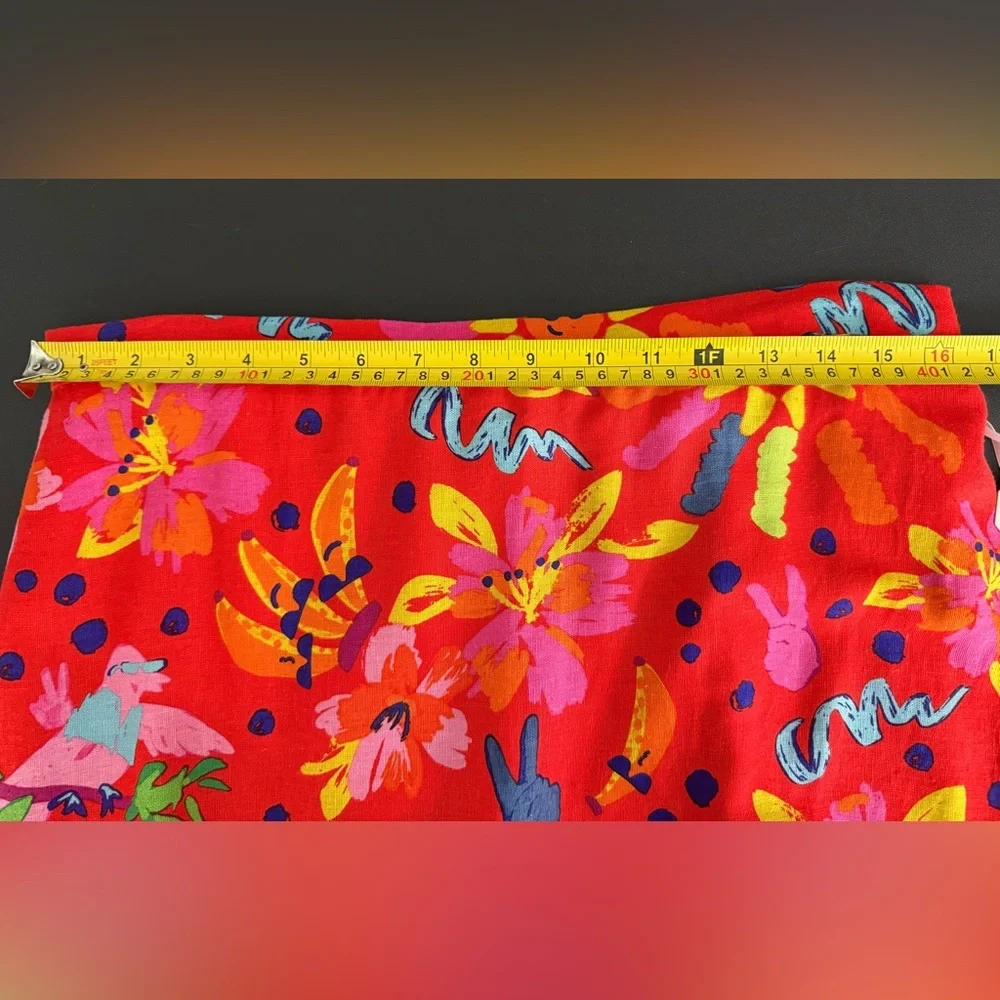 NWT Maison d’Amelie Hawaiian Multicolor Linen Boho Tiered Peasant Midi Skirt L
